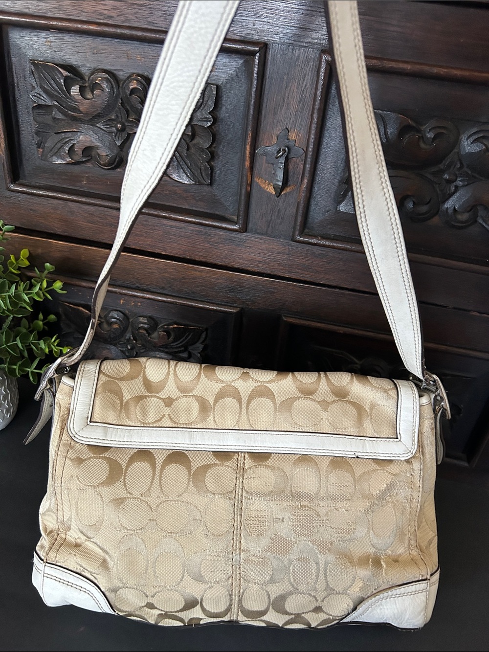 Vintage Coach Soho (or Hamptons) Signature Flap Shoulder Bag F13972 - Picture 5 of 13